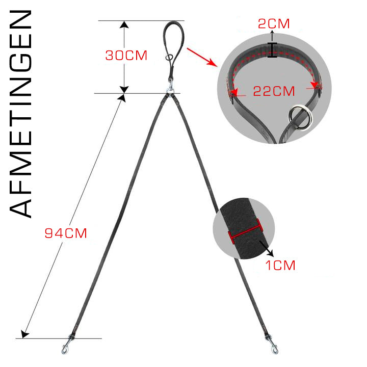 Lederen Duo Leiband - Lijnen & halsbanden voor honden - WOEF Boetiek