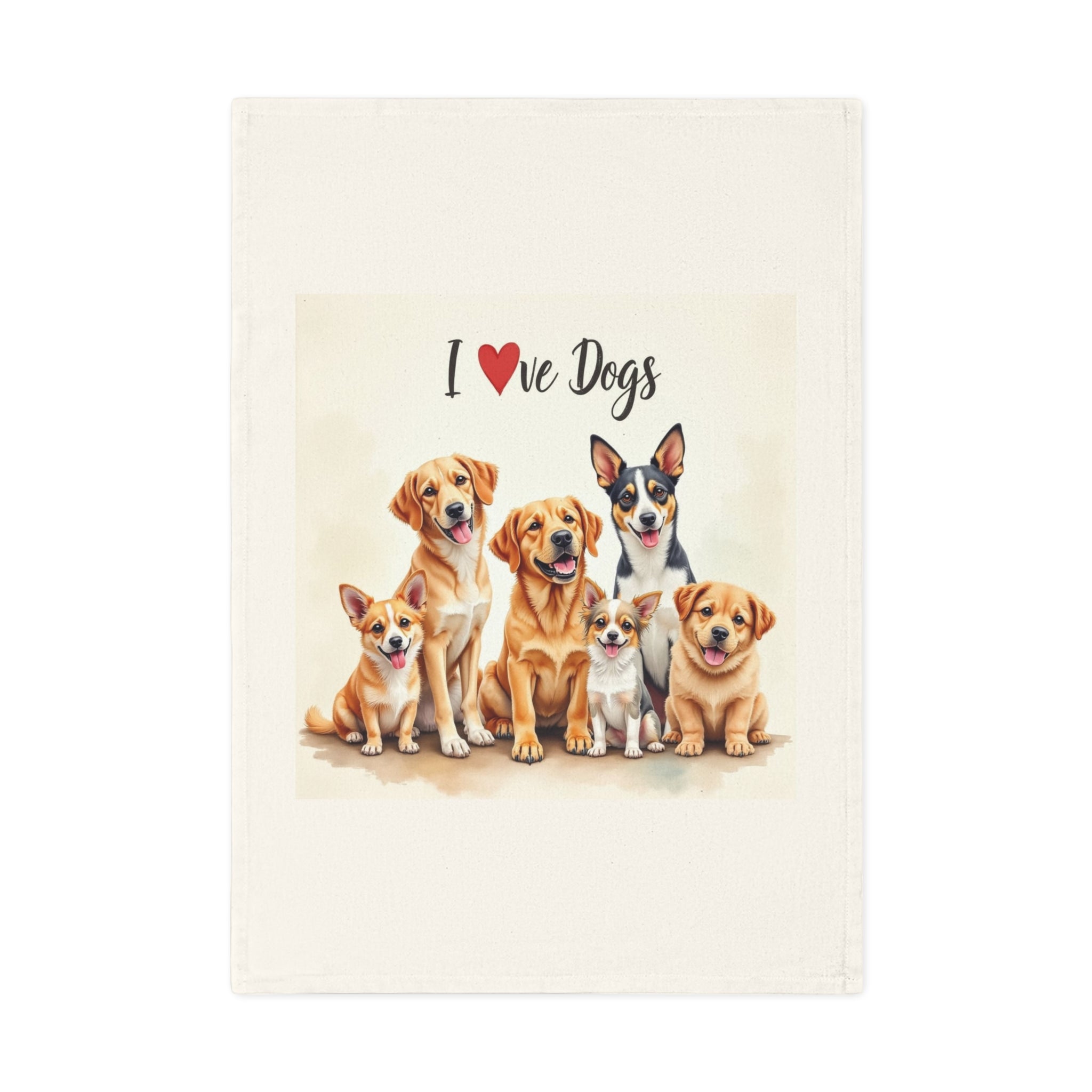 Torchon en coton « J'aime les chiens »