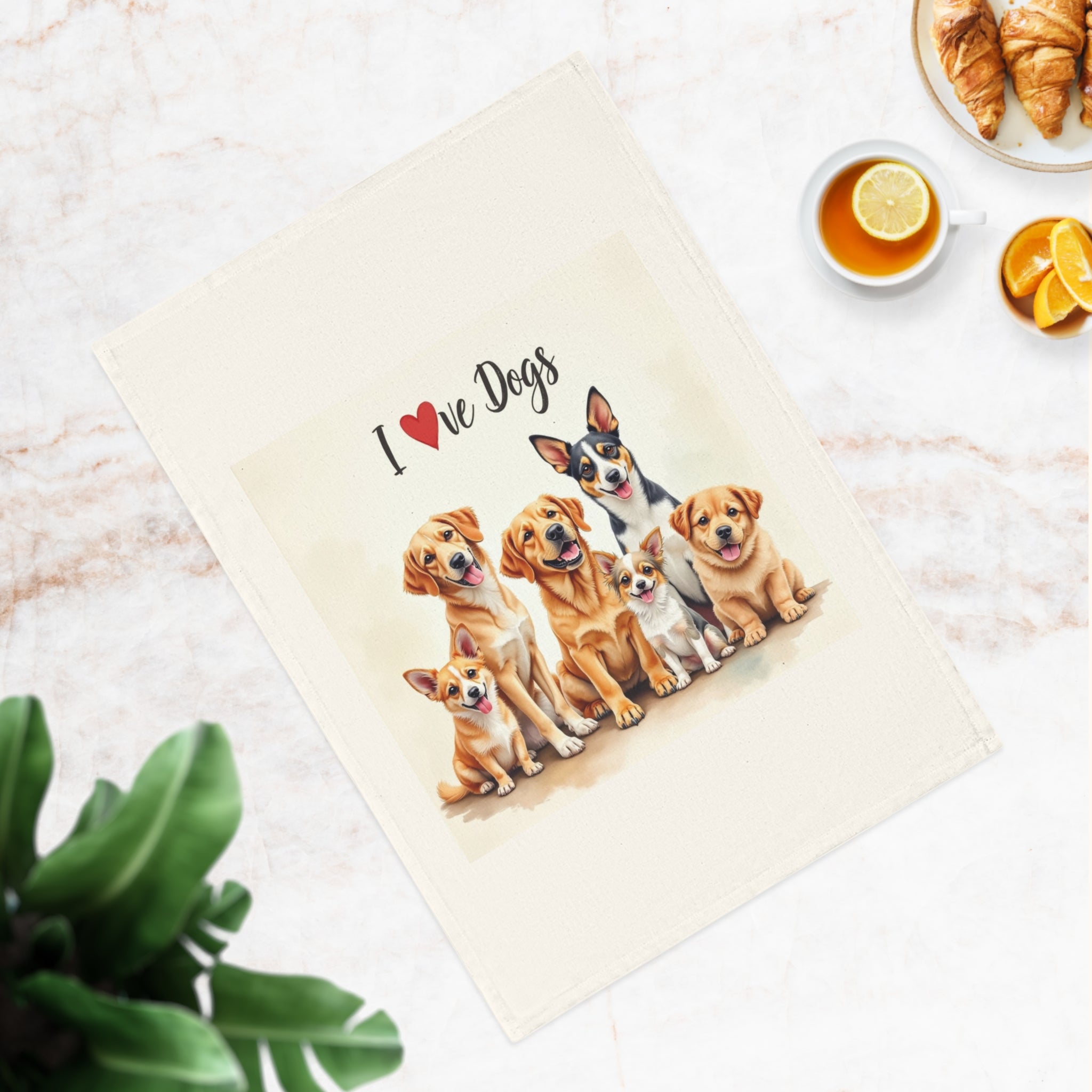 Torchon en coton « J'aime les chiens »
