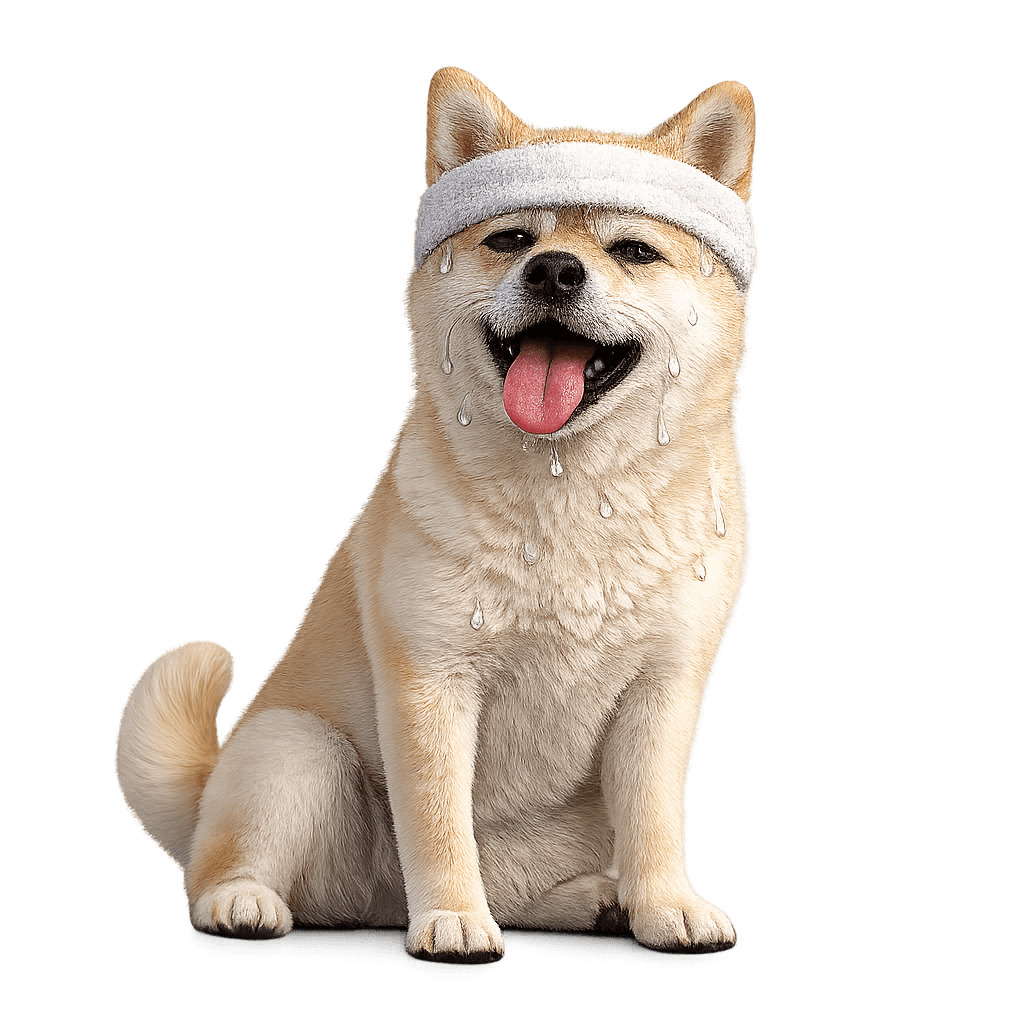 Lichtgekleure hond hondenras zwetend van de warmte in de zomer Solden bij Hondenhoek WOEF Boetiek kleding en accessoires met hoge korting