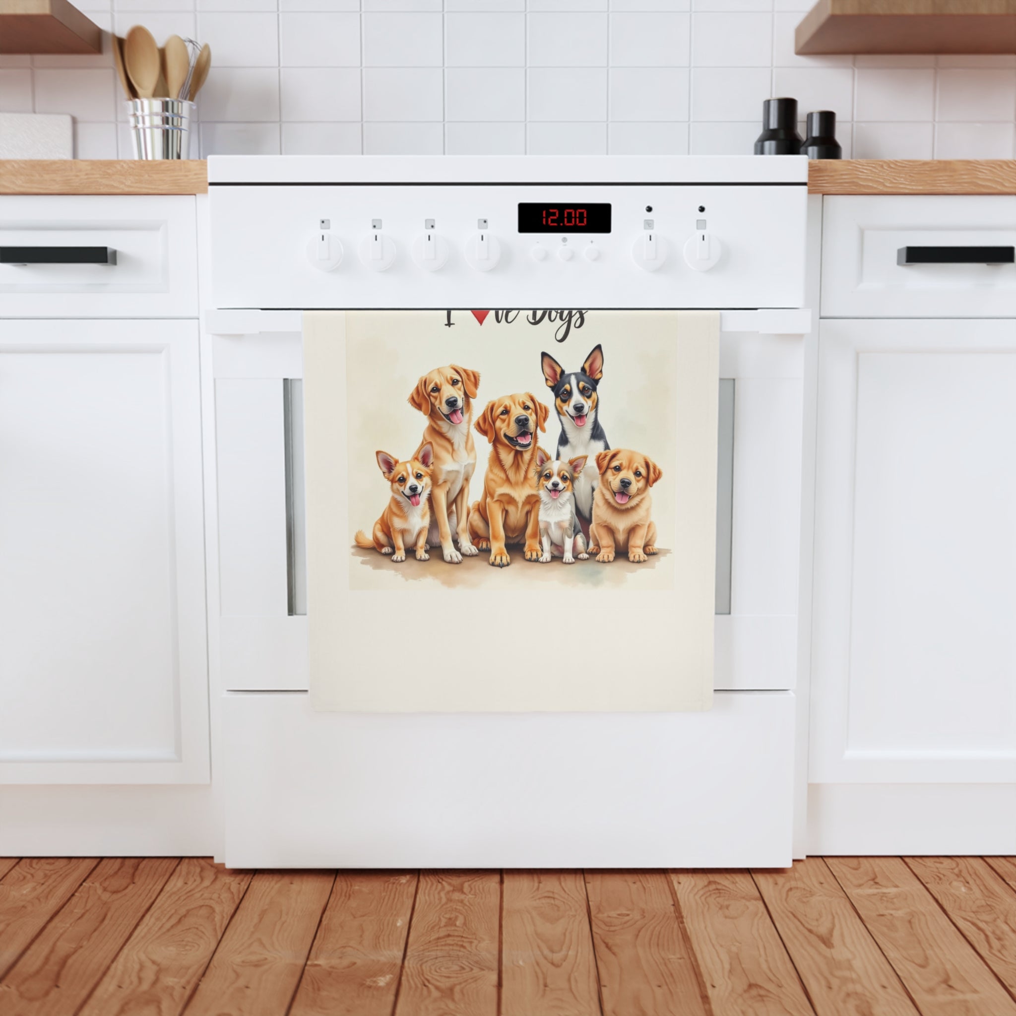 Torchon en coton « J'aime les chiens »