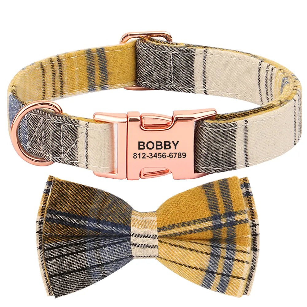 PawLoyalty™ Gegraveerde Halsband met Strik - Stijlvol en Klassiek