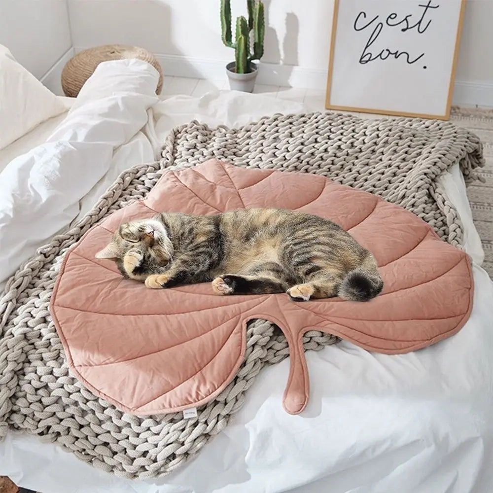 Hondenmat PETZZ™ in de vorm van een blad op houten vloer