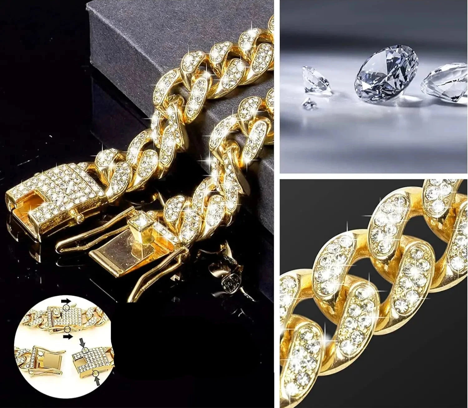Collier PETZZ™ de luxe exclusif – Bijou pour chien doré avec effet diamant