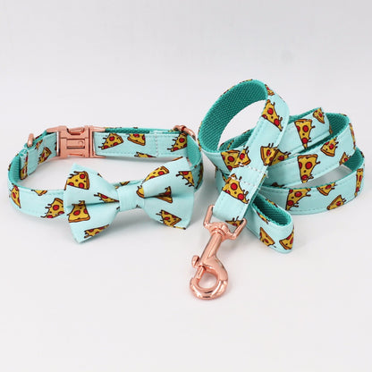 Pizza Halsband en Riem - Hippe Halsbanden & Lijnen - WOEF Boetiek