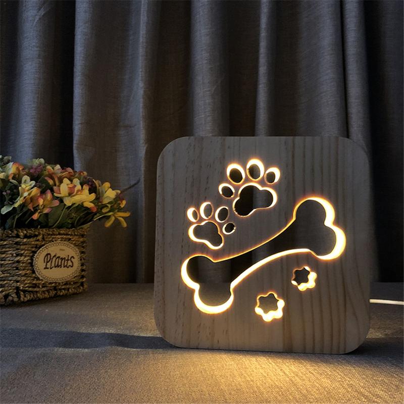 Houten Honden Thema Lamp - Prachtige Lamp voor in Huis - WOEF Boetiek